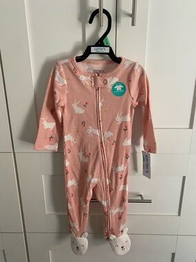 New! Carters baby girl bunny one piece footies size 6-9 months